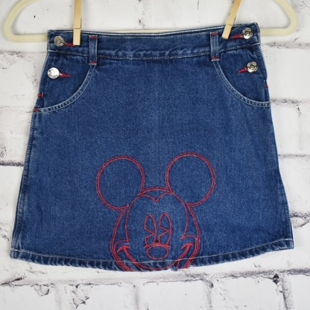 Vintage y2K 2000 Disney Denim Skort Embroidered Mickey Mouse